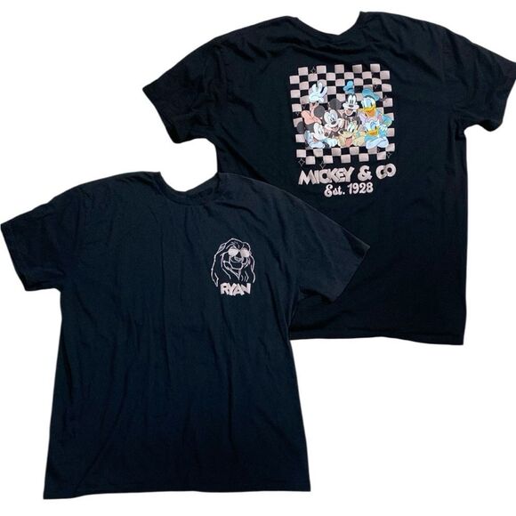 “Ryan” Mickey Mouse & Co Black Graphic Disneyland Theme Tee Size Medium - Picture 1 of 11